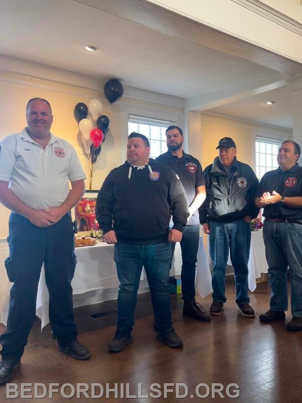 On hand to accept the proclamation were Asst. Chief Zachary Patierno (Grandson of Bedford Ex-Chief Archie Patierno, Asst. Chief Robert Patierno Sr.), President Fuentes, Ex- Captain John Beach (Past Commissioner Bedford Fire District) and Deputy Chief & Chariman of the Bedford Hills Board of Fire Commissioners Joseph J. Lombardo III. 